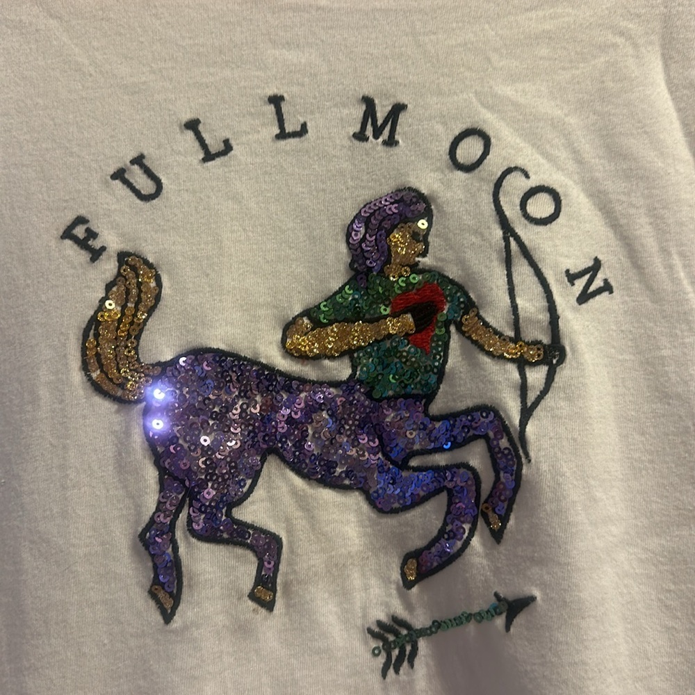 ZARA Sagittarius Logo Sequin Graphic T Shirt